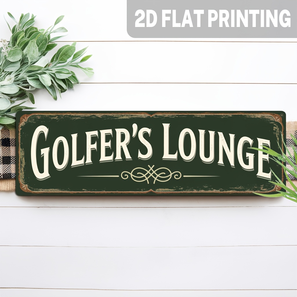 Home Bar Lounge - 2D平面デザイン、1個入り。ヴィンテージ風のゴルフをテーマにしたラウンジサイン。バー、ホームシアター、男性の趣味の部屋、ゲームルームなどに最適な壁掛け装飾。