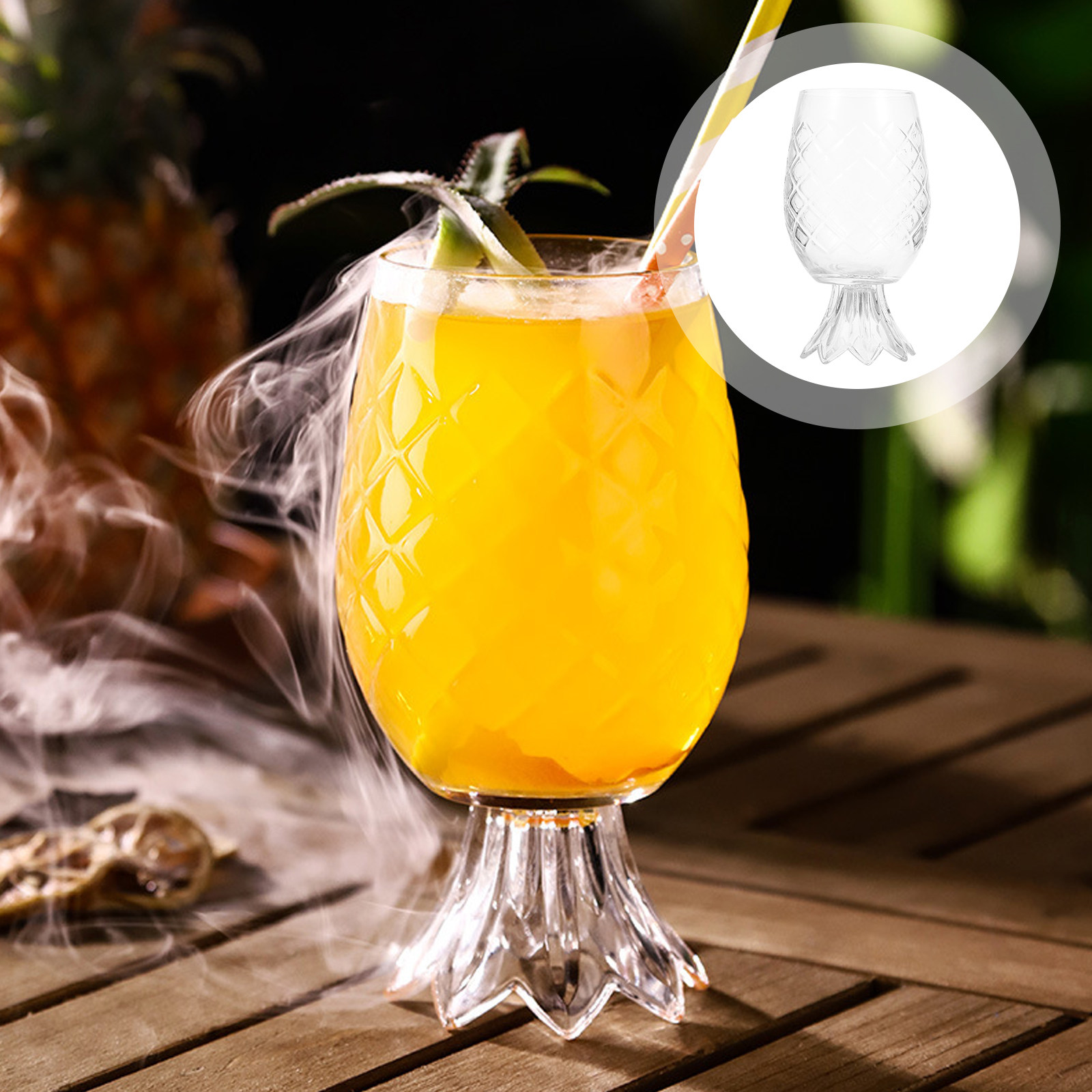 Home Bar Set - パイナップル型のカクテルグラスセット。ティキバー、マティーニ、マルガリータ、ウイスキー、ワインなどの飲み物に。ホームパーティーのバー装飾にも最適。