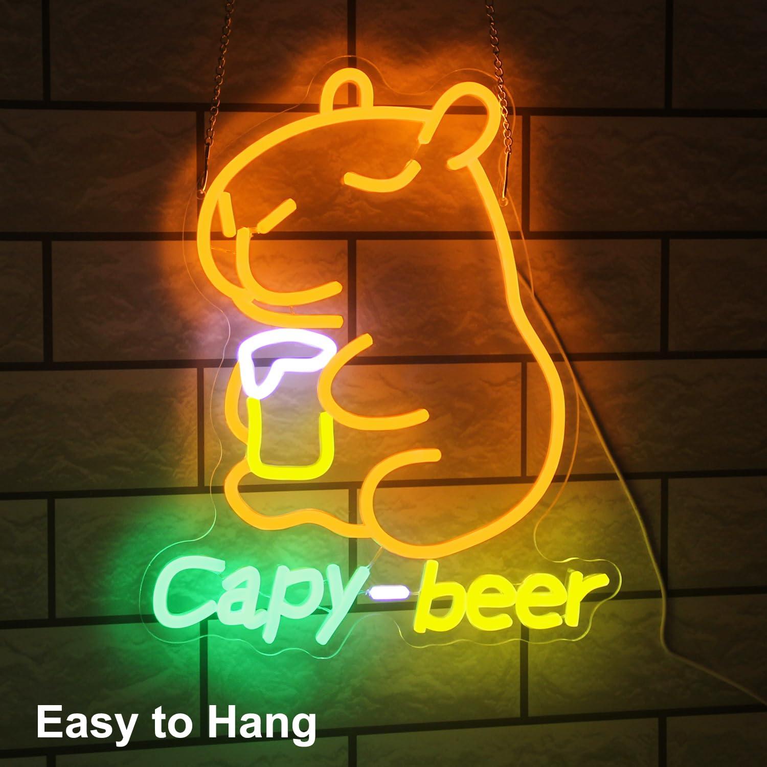 カピバラのビールをモチーフにしたネオンサイン。USB電源で動 - Home Bar Lounge のレビューと価格